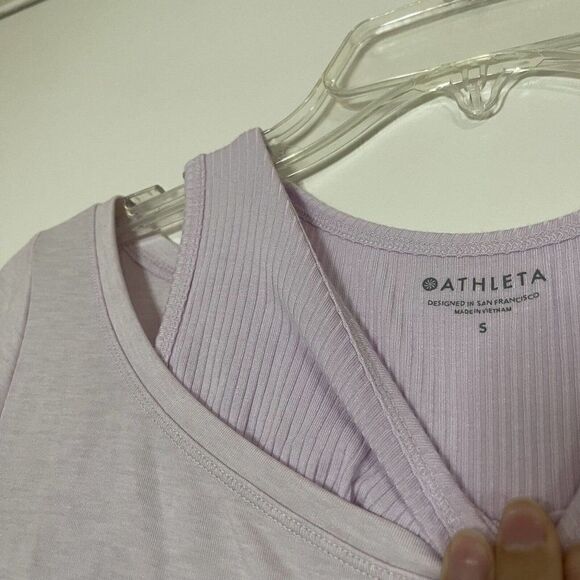 ATHLETA essence groove long sleeve double layer shirt lilac purple size Small - Picture 2 of 5